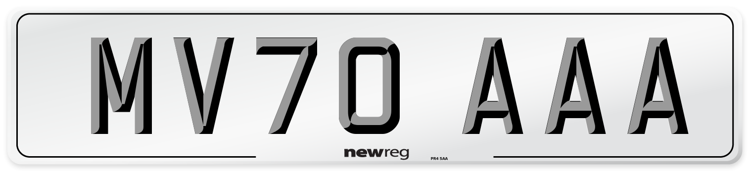 MV70 AAA Number Plate from New Reg